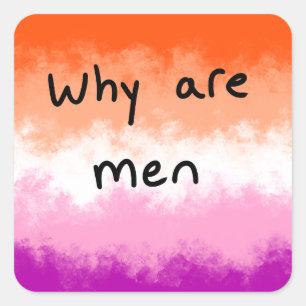 Lesbian flag sticker "why are men" quote