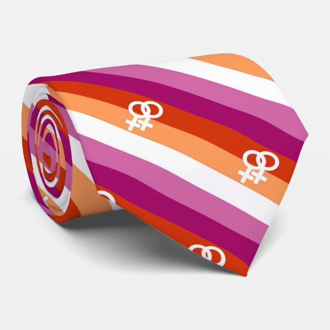 Lesbian Flag Symbol Tie (Rolled)