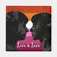 Lesbian Flag with Two Woman Silhouettes