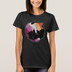 Lesbian Flag Yin Yang Cat LGB Gay Pride Subtle Dis T-Shirt