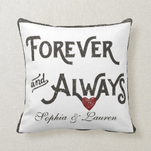 Lesbian Forever Always Heart Personalized Throw Pillow