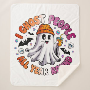 Lesbian Funny Halloween – I Ghost People Sherpa Blanket