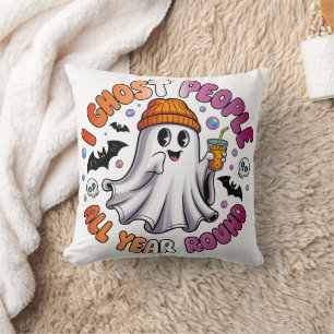 Lesbian Funny Halloween – I Ghost People Throw Pillow
