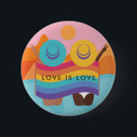 Lesbian Gay Couple Summer Style LGBTQ Flag Pride 2 Inch Round Button<br><div class="desc">Show pride with this cool button featuring LGBTQ flag colours,  summer style couple & orange background. Easily change the text by clicking on the "personalize this template" option.</div>