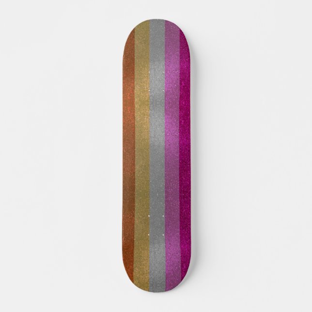 Lesbian Gay Pride Flag Glitter Sparkles Skateboard (Front)