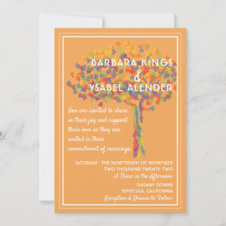 Lesbian Gay Wedding Invitation Love is Love Tree