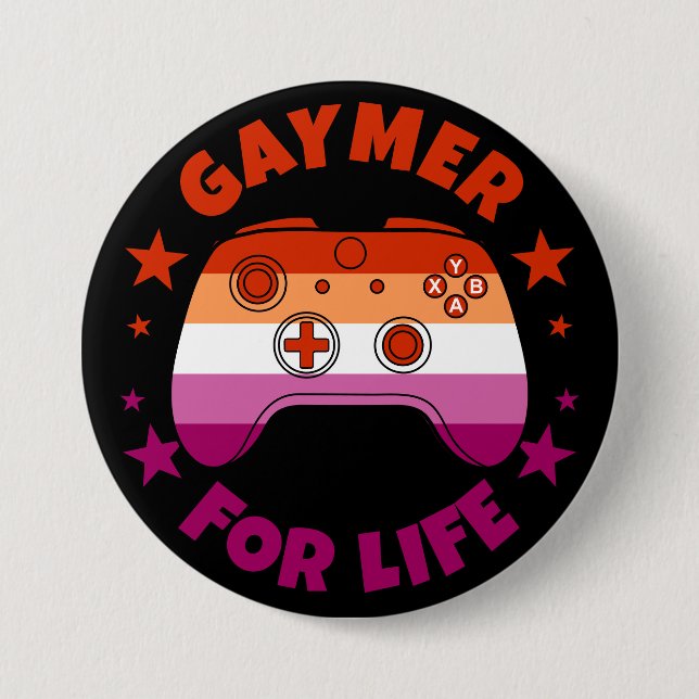 Lesbian Gaymer For Life Cute Gamer Controller 3 Inch Round Button (Front)