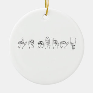 Lesbian in Sign Language Ceramic Ornament