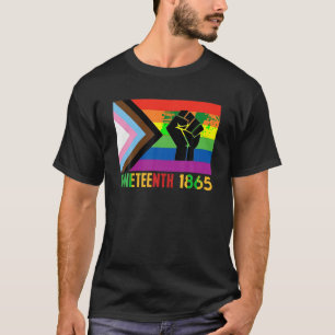 Lesbian Juneteenth 1865 LGBT Gay Pride FLag Black  T-Shirt