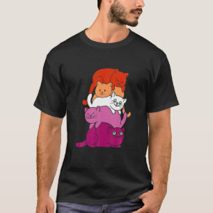 Lesbian LGBTQ Pride Cat Lesbian Cute Cats Pile T-Shirt