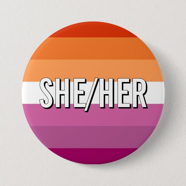 Lesbian LGBTQ Queer Pride Pronoun Button  (Front)