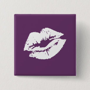 LESBIAN LIPS SYMBOL WHITE 2 INCH SQUARE BUTTON