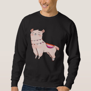 Lesbian Llama Cute Animal Orange Pink LGBTQ Gay Pr Sweatshirt