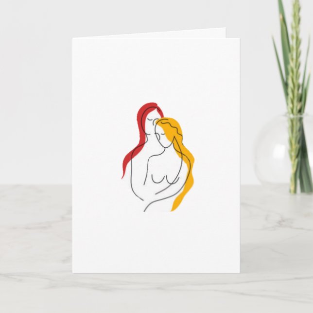 Lesbian Love Embrace Card (Front)