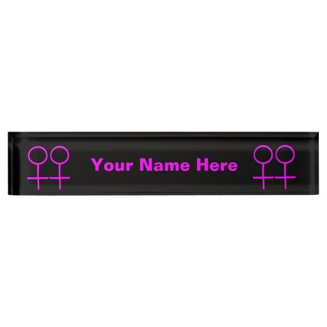Lesbian Lovers Custom Desk Nameplate (Front)