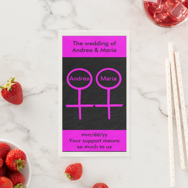 Lesbian Lovers Custom Wedding Paper Napkins (Insitu)
