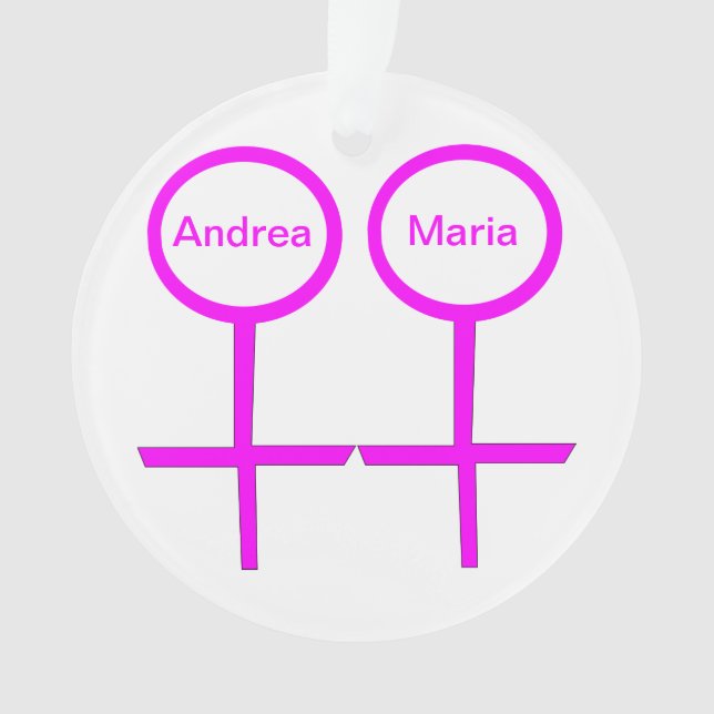 Lesbian Lovers Customizable Acrylic Ornament (Front)
