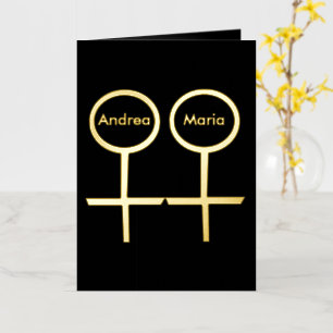 Lesbian Lovers Customizable Foil Greeting Card