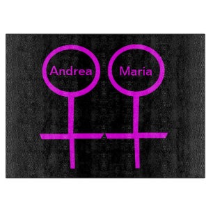 Lesbian Lovers Customizable Glass Cutting Board