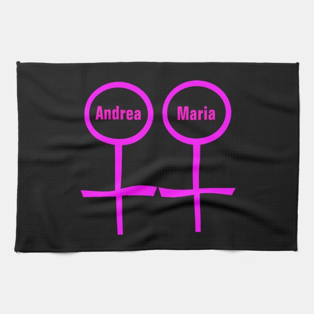 Lesbian Lovers Customizable Kitchen Towel (Horizontal)