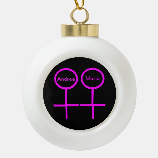 Lesbian Lovers Customizable Ornament (Front)
