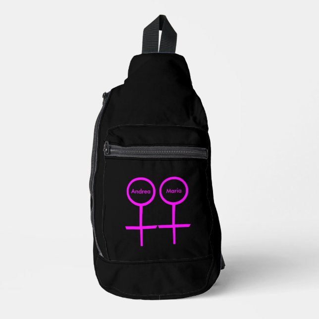 Lesbian Lovers Customizable Sling Bag (Front)