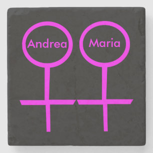 Lesbian Lovers Customizable Stone Coaster