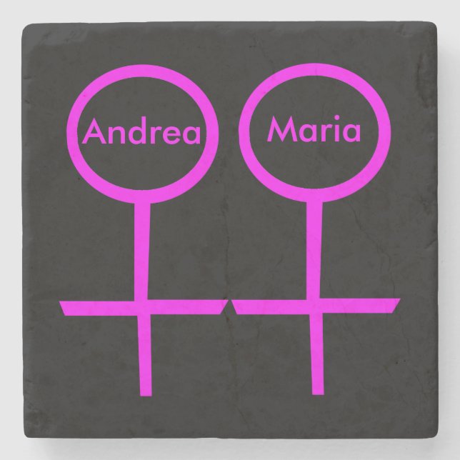 Lesbian Lovers Customizable Stone Coaster (Front)