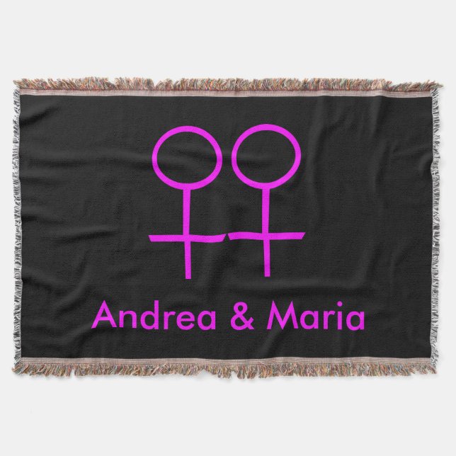 Lesbian Lovers Customizable Throw Blanket (Front)
