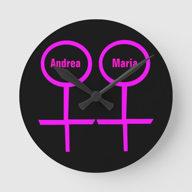 Lesbian Lovers Customizable Wall Clock (Front)