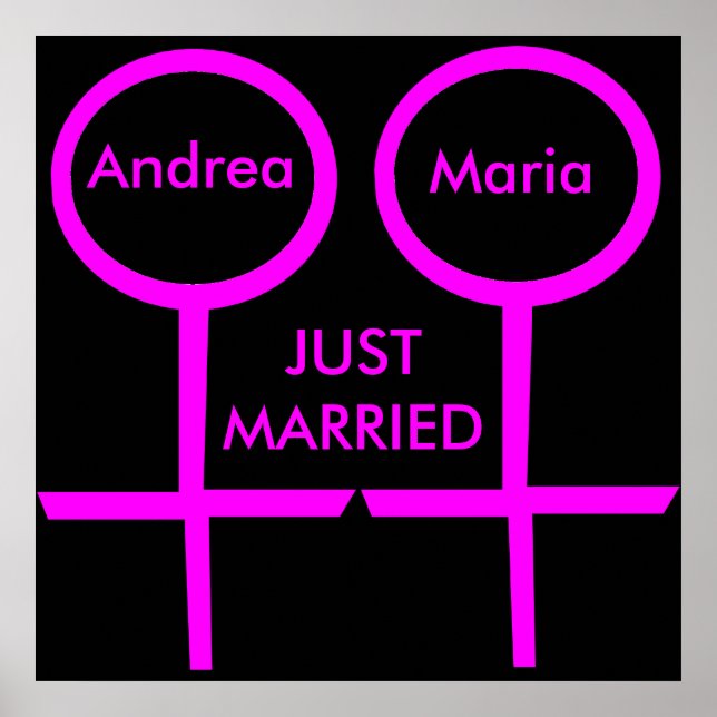 Lesbian Lovers Just Married Customizable Poster (Front)