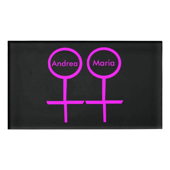 Lesbian Lovers Personalized Couples Name Tag (Front)