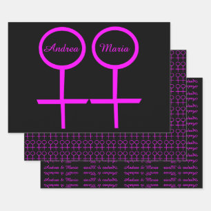 Lesbian Lovers Personalized Gift Wrap Set