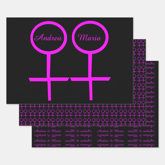 Lesbian Lovers Personalized Gift Wrap Set (Set)