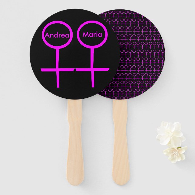 Lesbian Lovers Personalized Hand Fan (Front and Back)