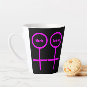 Lesbian Lovers Personalized Latte Mug