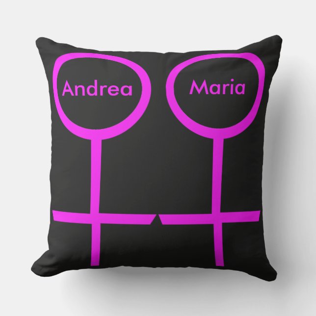Lesbian Lovers Personalized Outdoor Pillow (Front)