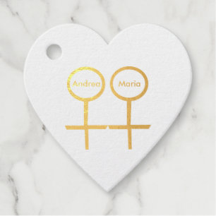 Lesbian Lovers Personalized Wedding Foil Favour Tags
