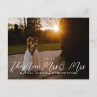 Lesbian Newlyweds Mrs. and Mrs. Photo Thank You