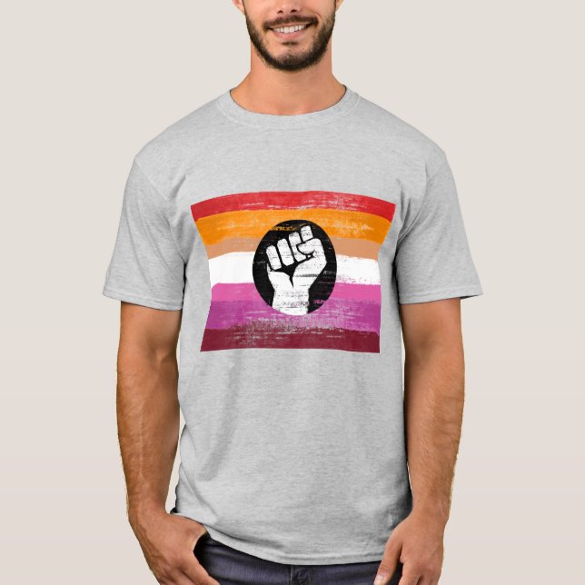 Lesbian Painted Protest Flag T-Shirt (Front)