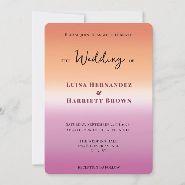 Lesbian Photo Wedding  Invitation (Front)