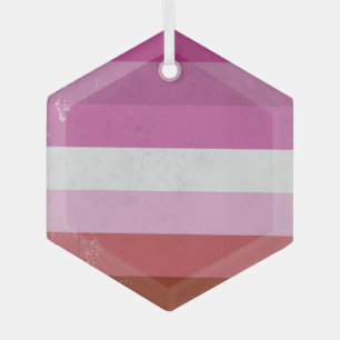 Lesbian Pink Flag Glass Ornament