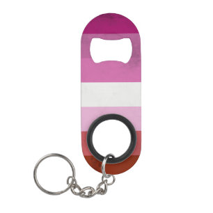 Lesbian Pink Flag Keychain Bottle Opener