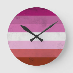 Lesbian Pink Flag Round Clock