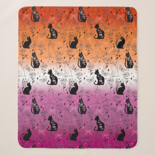 Lesbian Pride Black Cat - Mystical Witchy Sherpa Blanket