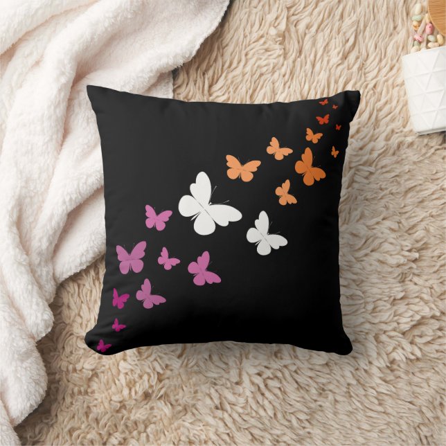 Lesbian Pride Butterfly Trail Throw Pillow (Blanket)