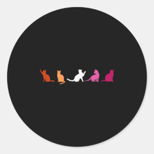 Lesbian Pride Cats, Cute Wlw Lgbtq, Subtle Lgbt Fe Classic Round Sticker