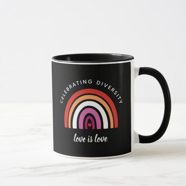 Lesbian Pride Celebrating Diversity Love Is Love Mug (Right)