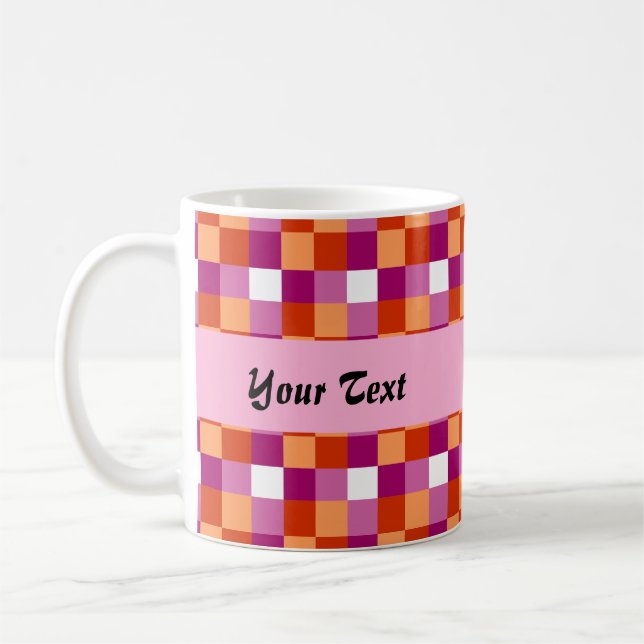 Lesbian pride colours chequered pattern  coffee mug (Left)