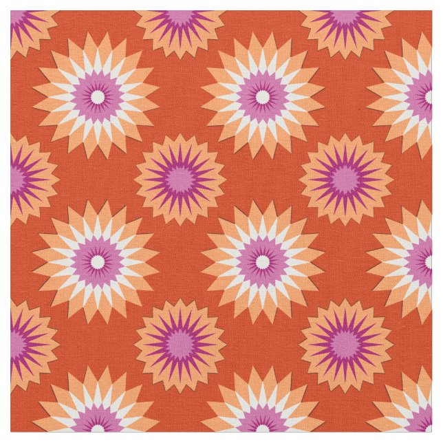 Lesbian pride colours /orange flower pattern fabric (Close Up)